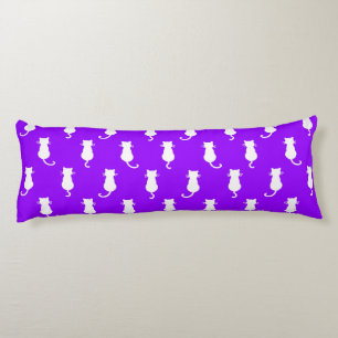 Feline Fun Forever Whimsical Cats White Cat Purple Body Cushion