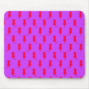 Feline Fun Forever Whimsical Red Cats Lilac Mouse Pad