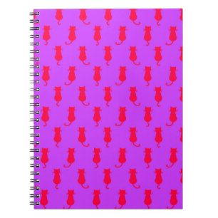 Feline Fun Forever Whimsical Red Cats Lilac Notebook