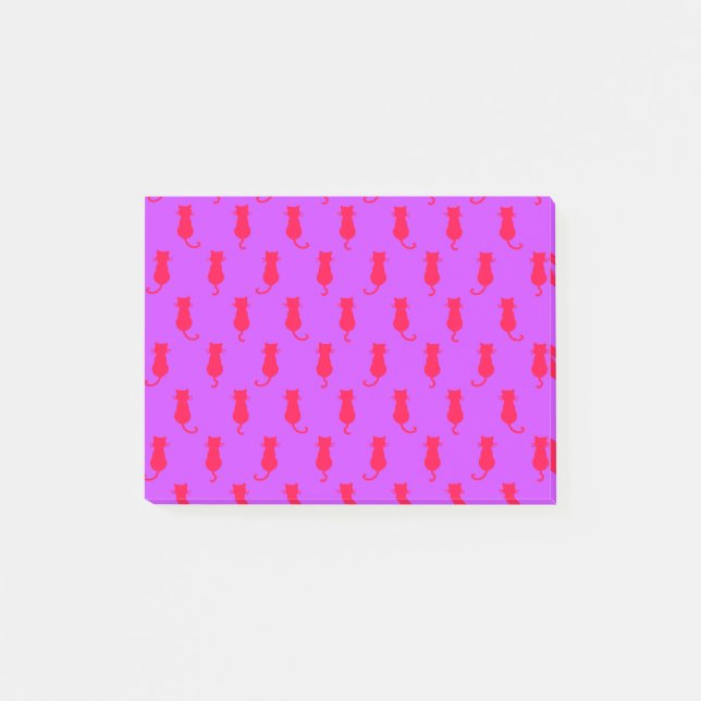  Feline Fun Forever Whimsical Red Cats Lilac Post-it Notes (Front)