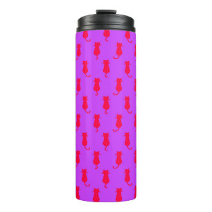 Feline Fun Forever Whimsical Red Cats Lilac Thermal Tumbler