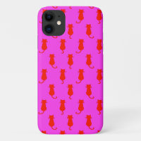 Feline Fun Forever Whimsical Red Cats Pink