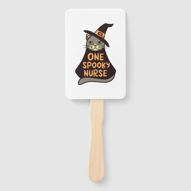 Feline Fun Meets Medical Magic - One Spooky Nurse  Hand Fan (Front)