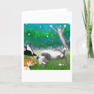 Feline Fun with Fireflies Card