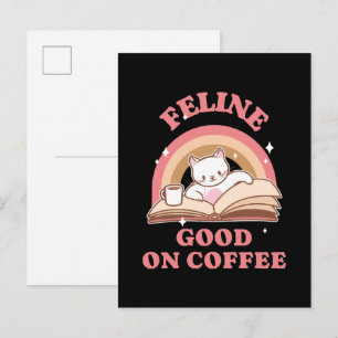 Feline Good on Coffee Invitation Postcard