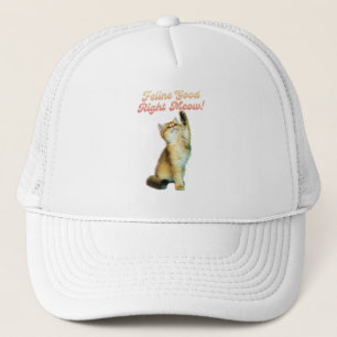 Feline Good Right Meow Funny Cat Quote Cute Kitten Trucker Hat