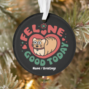 Feline Good Today Whimsical Cat Design Ornament