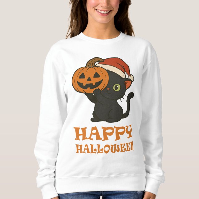  Feline Halloween Sweater for Cat Lovers (Front)