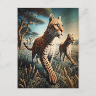 Feline Harmony in Wildflowers Postcard