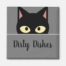 Feline Kitchen Decor' Black Cat Dirty Dishes Magn
