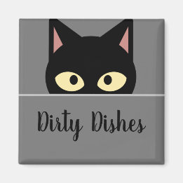 Feline Kitchen Decor' Black Cat Dirty Dishes Magn Magnet