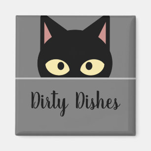 Feline Kitchen Decor' Black Cat Dirty Dishes  Magn Magnet