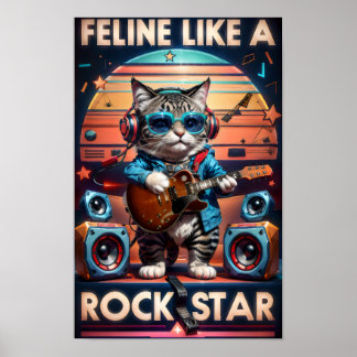 Feline Like a Rock Star Poster