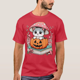 Feline Lover Skeleton Hand Halloween Pet Women Gir T-Shirt
