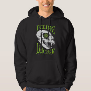 Feline Lucky Cat Skull Goth St Patrick S Day Celti Hoodie