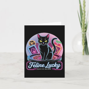 Feline Lucky Gambling Casino Cat Game Player &amp; Card