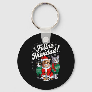 Feline Navidad Funny Cat Christmas Holiday Xmas Sa Key Ring
