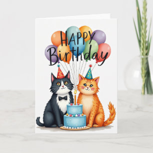 Feline Party Birthday Card