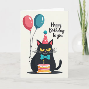 Feline Party Hat Card