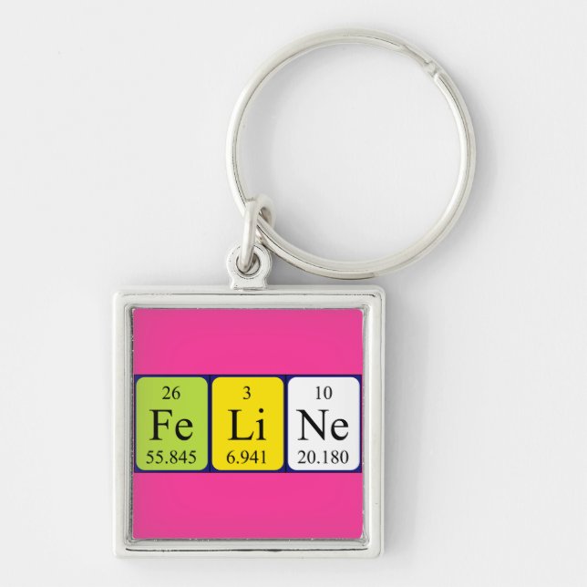 Feline periodic table name keyring (Front)