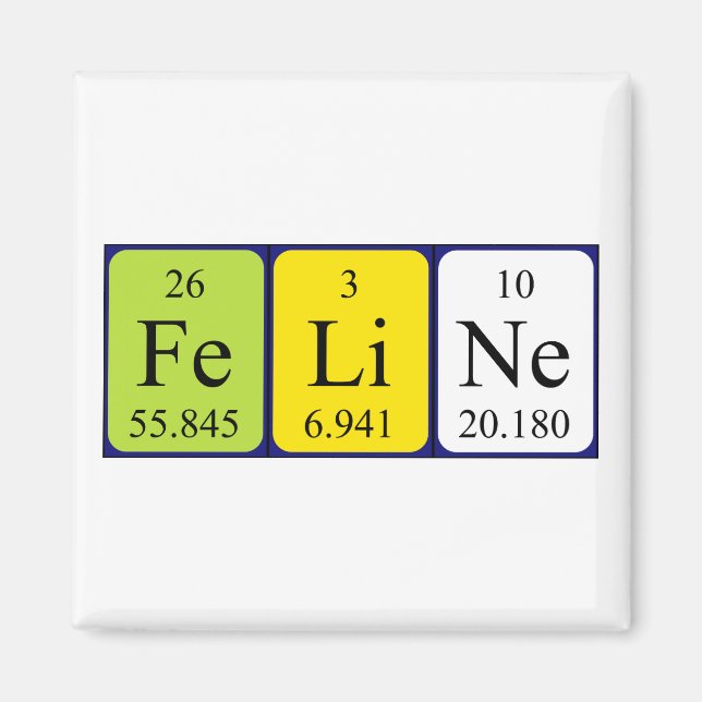 Feline periodic table name magnet (Front)