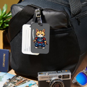Feline Samurai Warrior Luggage Tag