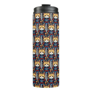 Feline Samurai Warrior Thermal Tumbler
