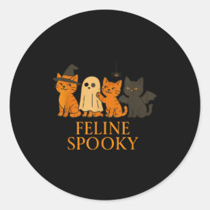 Feline spooky cats halloween witch ghost bat  classic round sticker