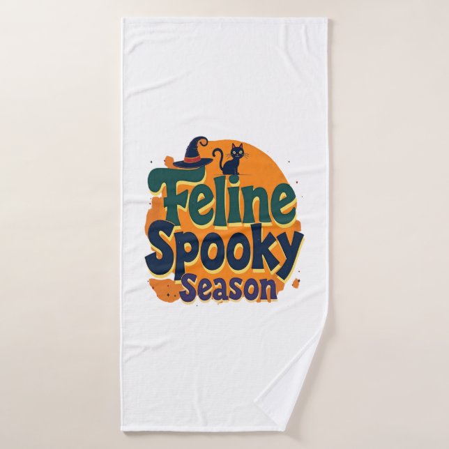 Feline Spooky Season Bath Towel (Bath Towel)