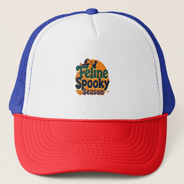 Feline Spooky Season Trucker Hat (Front)