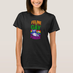 Feline The Gay Purride Gay Cat  Lgbtq Queer Rainbo T-Shirt