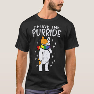 Feline The Purride Cat Straight Ally Lgbtq Gay Pri T-Shirt