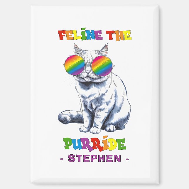 Feline The Purride - Cool Pride Cat LGBTQ Magnet (Front)