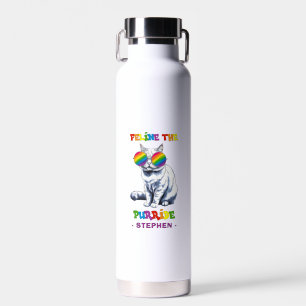 Feline The Purride - Cool Pride Cat LGBTQ Water Bottle