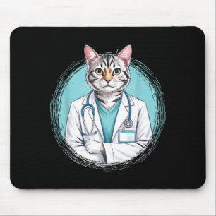 Feline veterinarian cat doctor stethoscope medical mouse pad