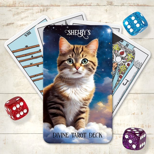 Feline Wisdom Divine Cat Tarot Card Deck (Deck of tarot cards featuring a painting of a cat on a cloud - for heavenly inspiration)