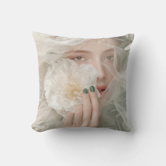 Feline Woman - Stylish Digital Art Cushion