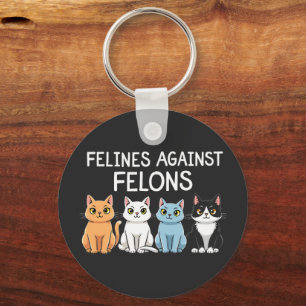 Felines against felons Trump Harris Election Cat Key Ring