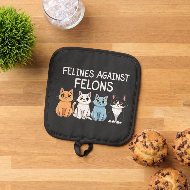 Felines against felons Trump Harris Election Cat  Pot Holder (Top Down)