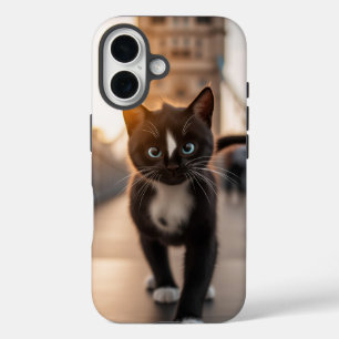 Felini Strolling Over Tower Bridge: A London Tail iPhone 16 Case
