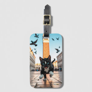 Felini vs. Pigeons: A Venetian Chase Luggage Tag