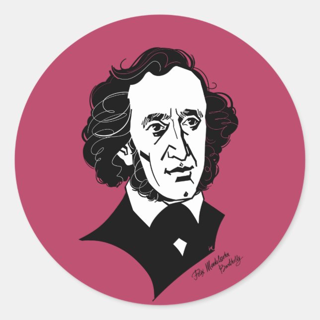 Felix Mendelssohn Bartholdy Classic Round Sticker (Front)