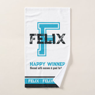 Felix name meaning sports monogram blue white bath towel set