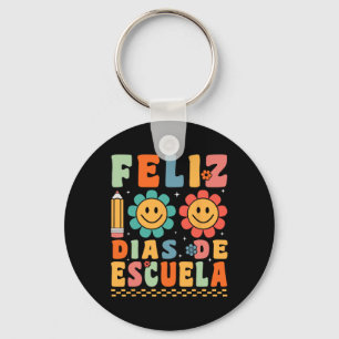 Feliz 100 Dias De Escuela Groovy 100 Days Spanish Key Ring