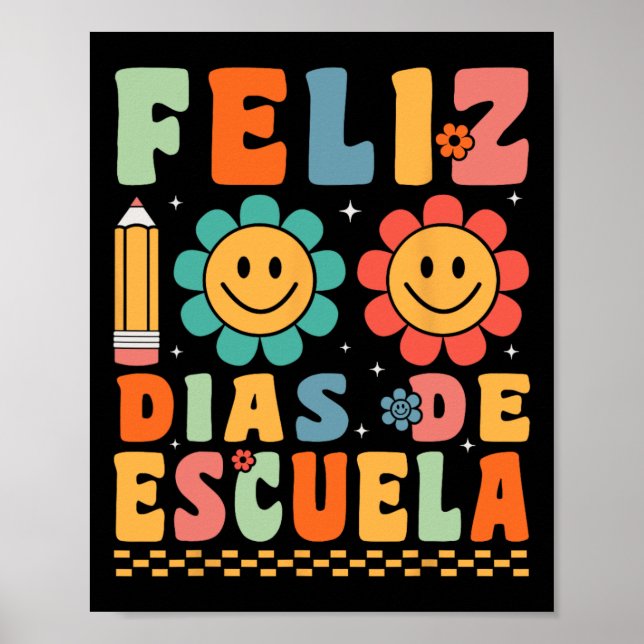 Feliz 100 Dias De Escuela Groovy 100 Days Spanish  Poster (Front)