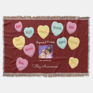 Felíz Aniversario Red Te Amo Papacito Customizable Throw Blanket