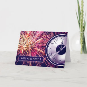 Feliz Ano Novo. New Year's Card in Portuguese