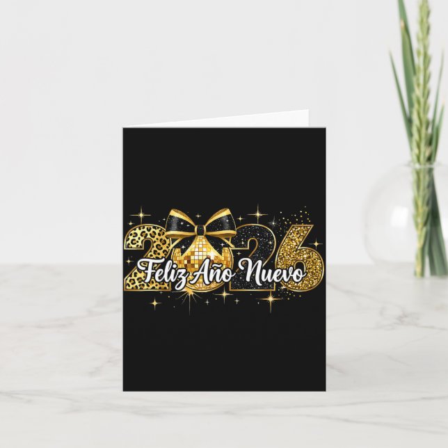 Feliz Año Nuevo 2026 Disco Ball Happy New Year  Card (Front)