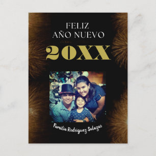 Feliz Año Nuevo Elegant Calligraphy Script Photo Postcard