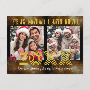 Feliz Año Nuevo Modern Calligraphy Script Photo Postcard